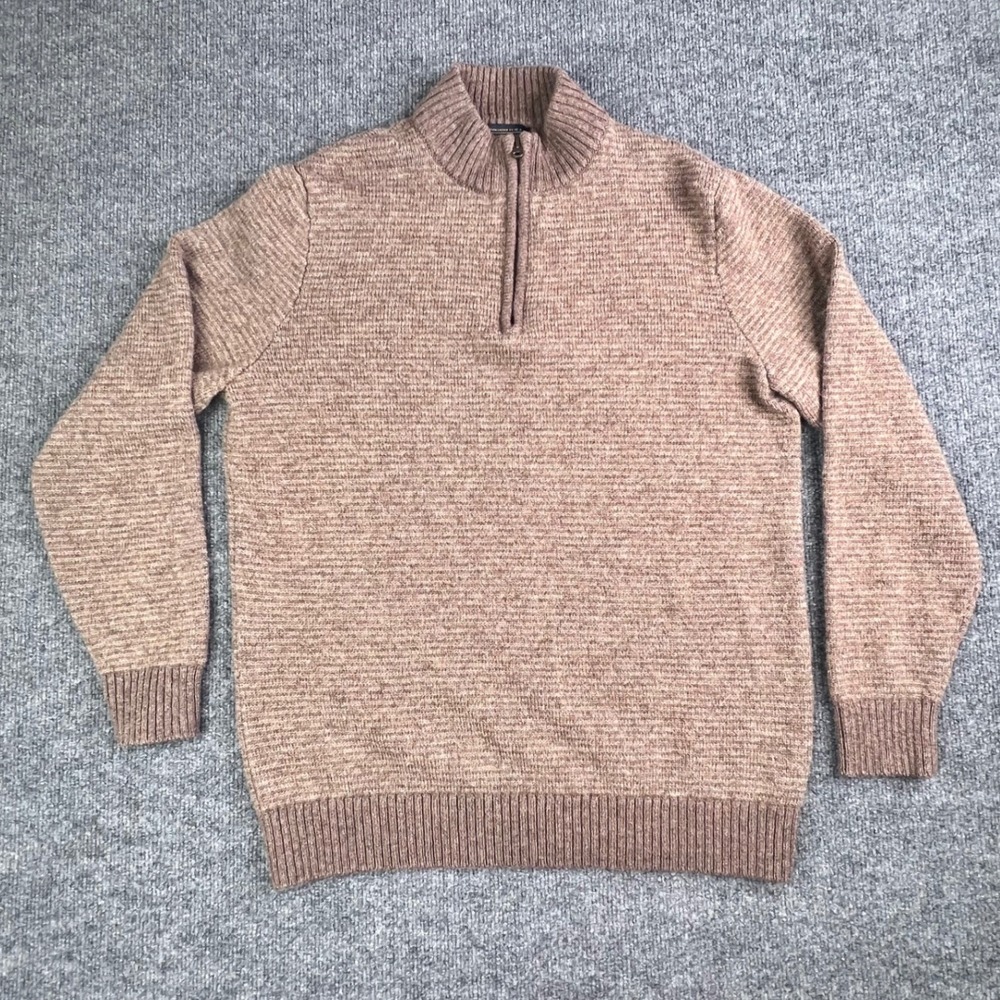 Pendleton Quarter Zip Sweater Mens Small Brown Washable Shetland Wool